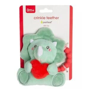 New Pearhead Baby Dinosaur Crinkle Teether BPA Free 0+ Months